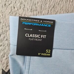 NEW Roundtree & Yorke Performance Shorts Men 52 x 9" Classic Flat Blue Golf